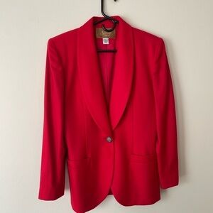 Saville Vintage Single Button Oversized Wool Blazer Color Red Size 8